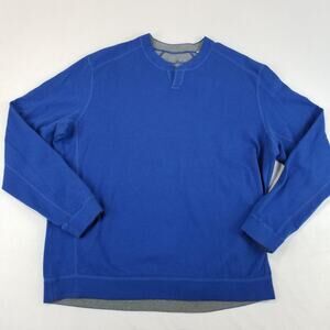 Tommy Bahama Sweatshirt Mens Large XL Blue Reversible Cotton Twill Knit Pullover
